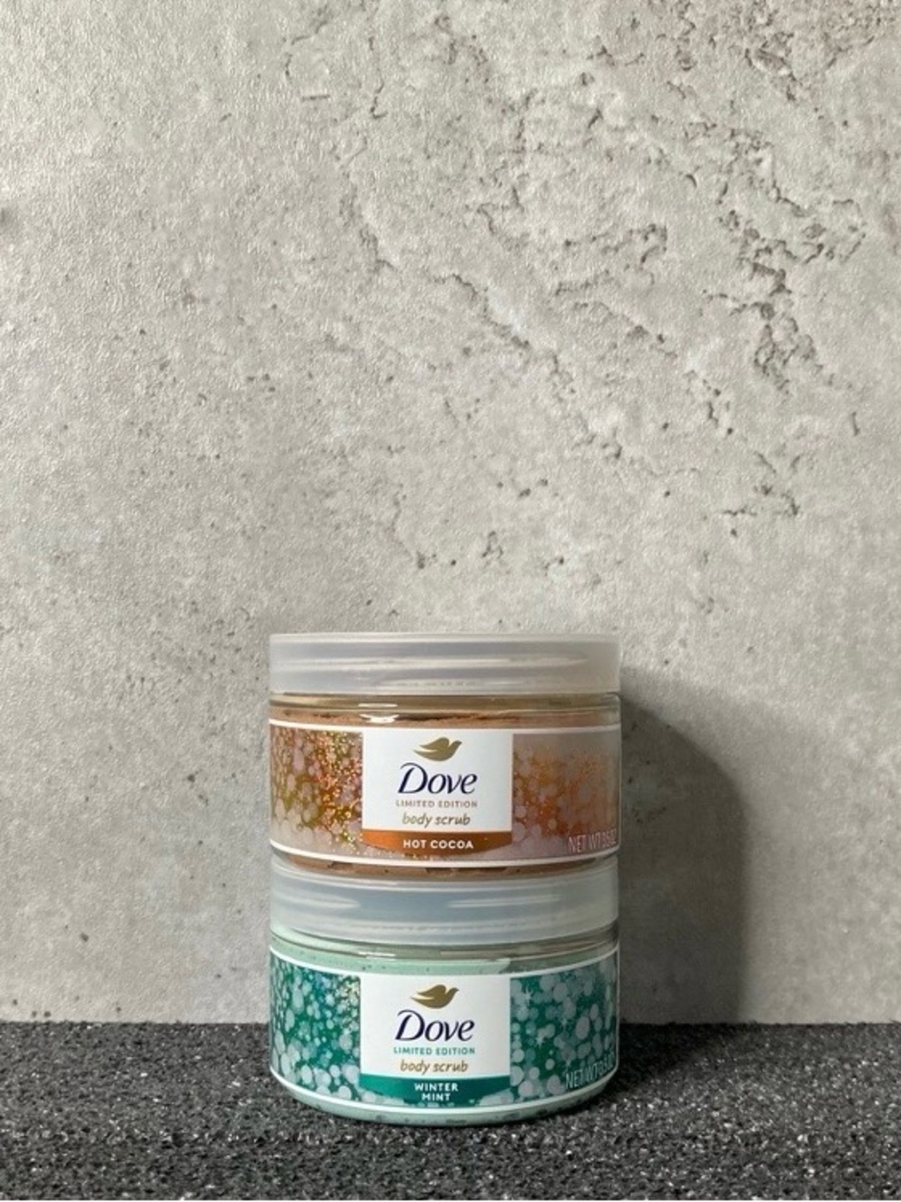 Dove Limited Edition Hot Cocoa & Winter Mint Mini Body Scrub Set, 2 pk.